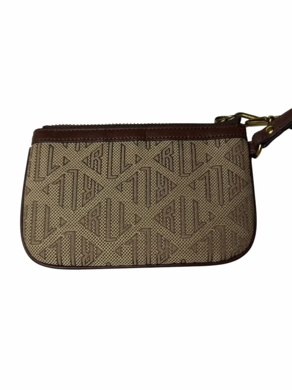 VTG Lauren Ralph Lauren Monogram Canvas Jacquard Wristlet